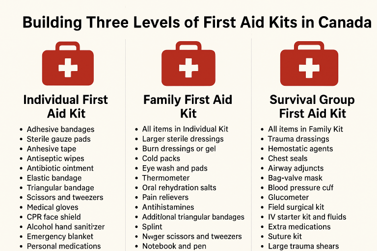 Building Three Levels of First Aid Kits in Canada