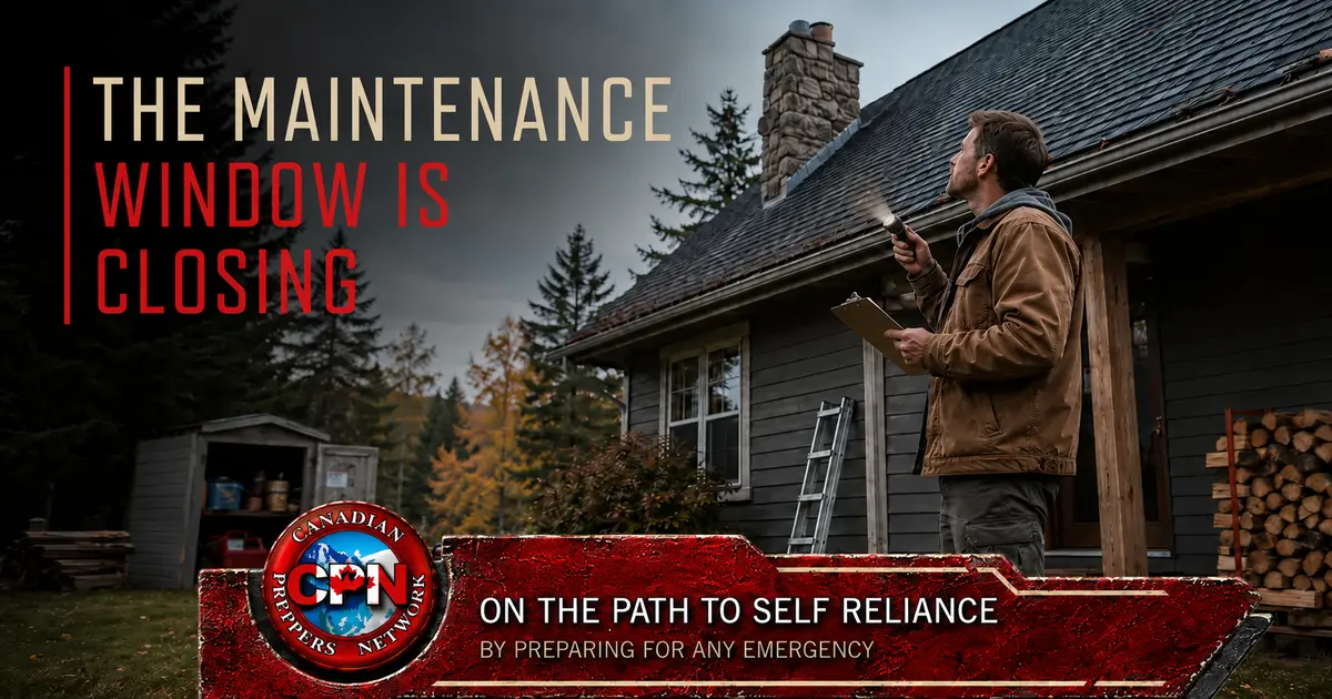 Canadian homeowner performing a fall maintenance audit before winter